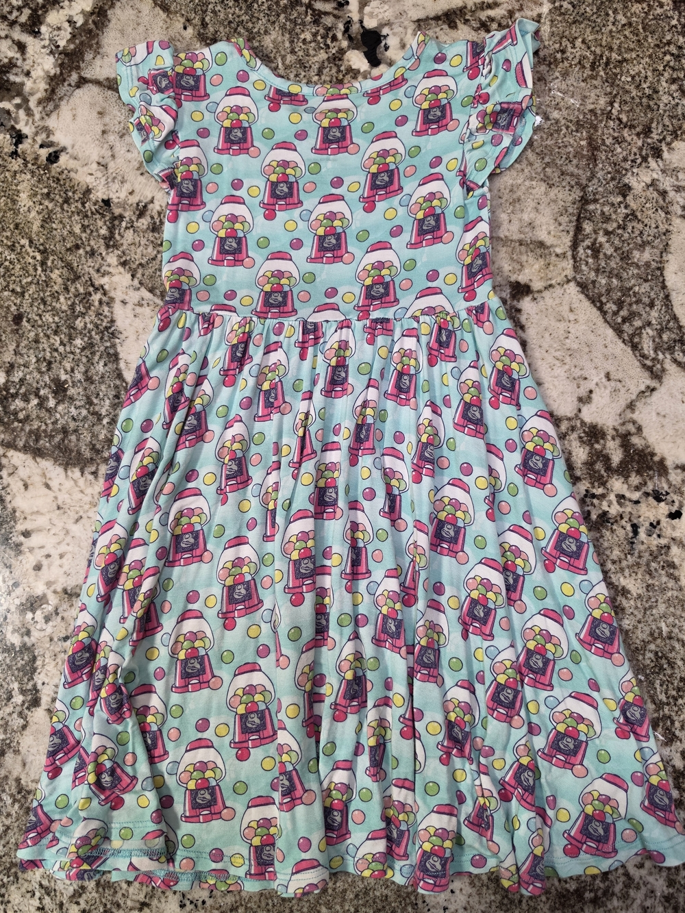 Posh Peanut Bamboo Light Blue Gumball Print Twirl Dress Summer Spring 4t - Picture 2 of 5